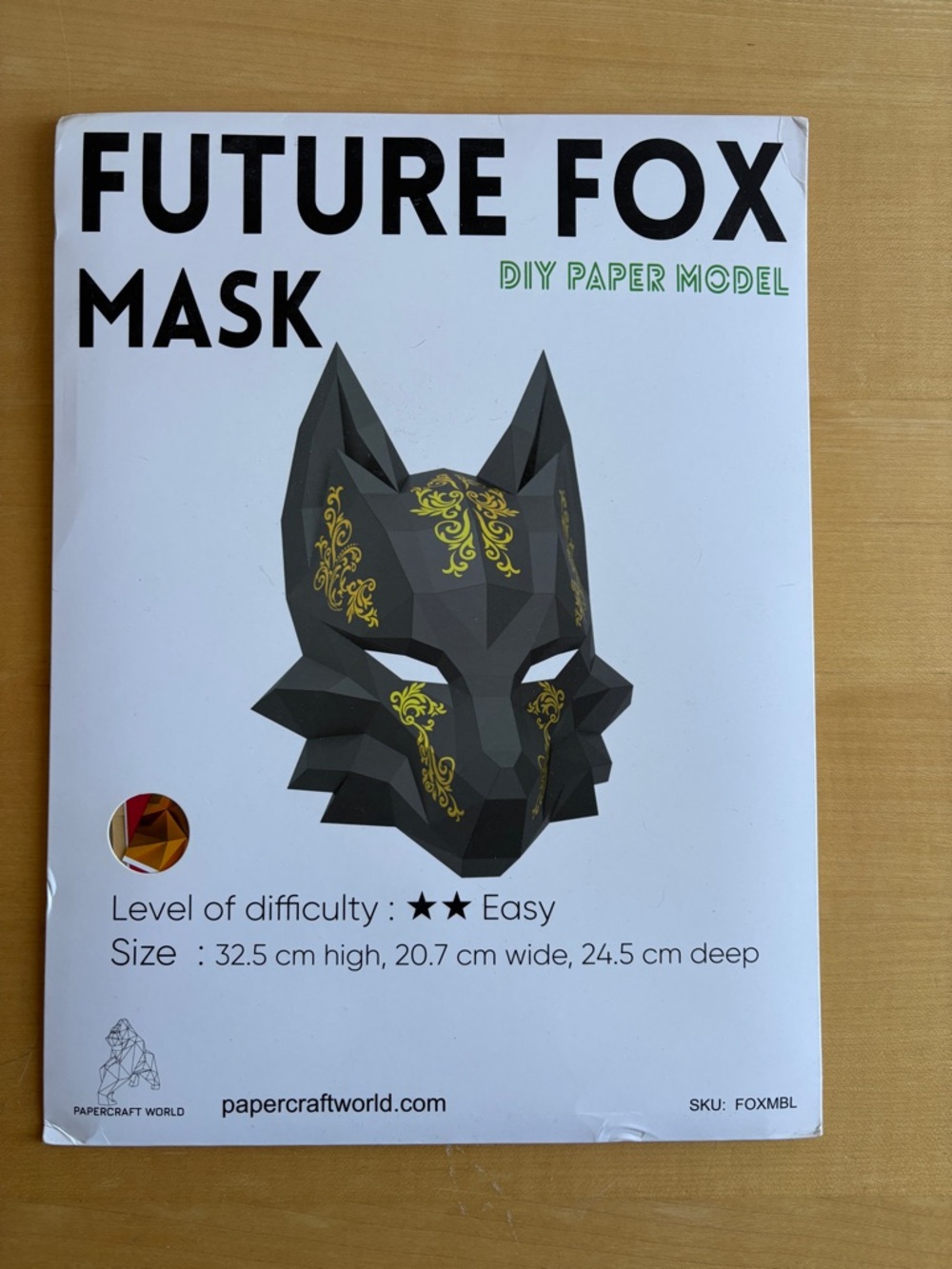 Future Fox Mask DIY Paper Model - Black with Gold Accents